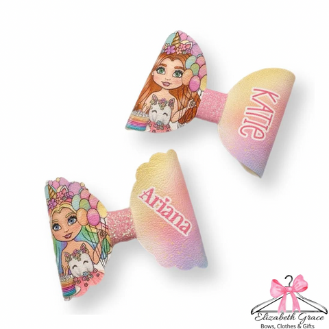 Personalised Unicorn Birthday Dolly Bow