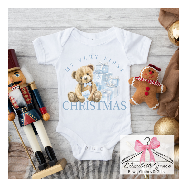 Blue Teddy 1st Christmas Vest