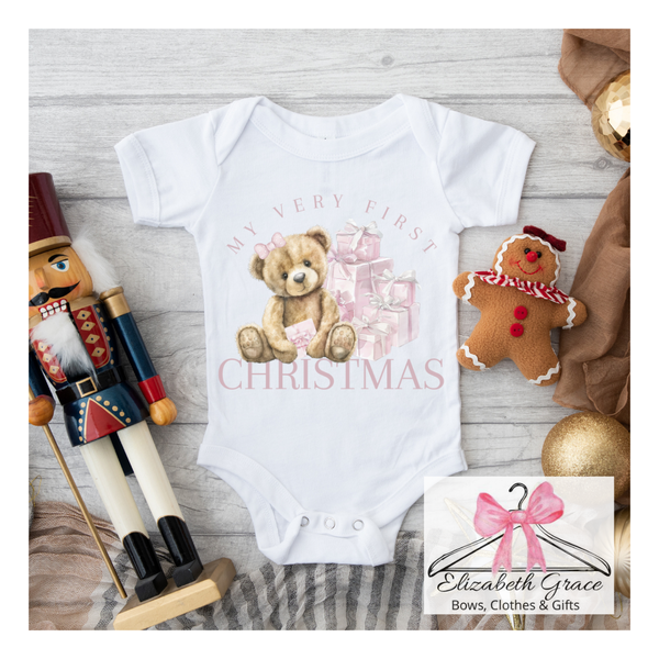 Pink Teddy 1st Christmas Vest