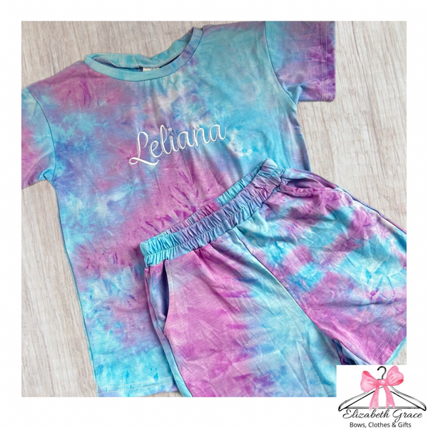 Tie dye shorts sets