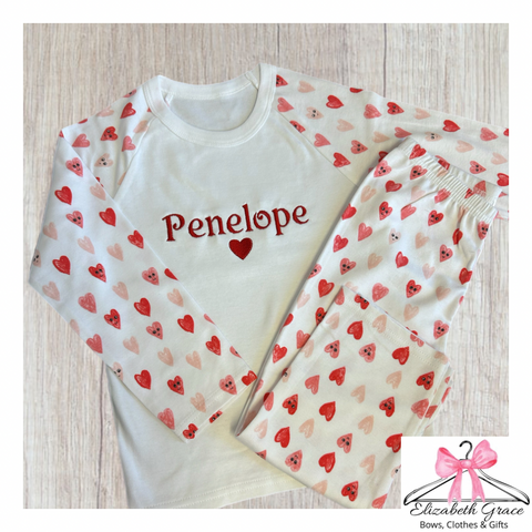 Personalised Heart Print PJs