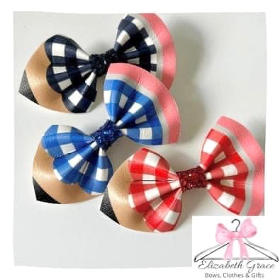 School Gingham Pencil Bows