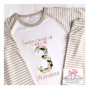 Personalised Dino Initial Striped PJs