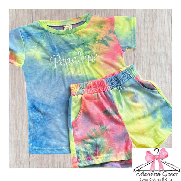 Tie dye shorts sets