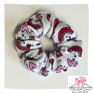 Valentines Rainbow print Scrunchie