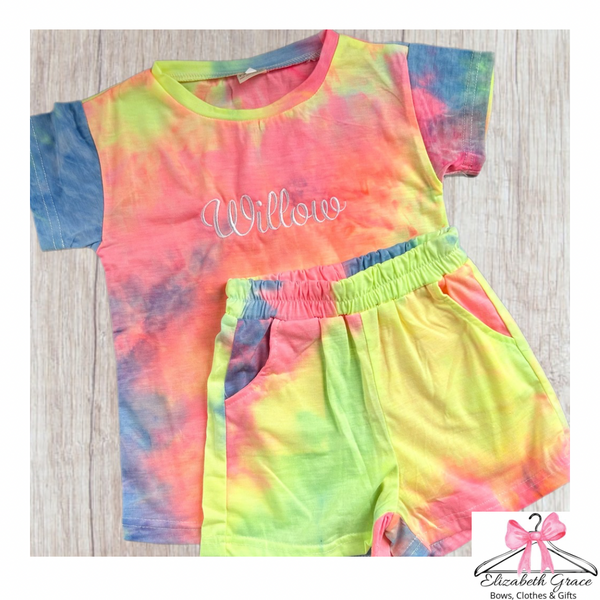 Tie dye shorts sets