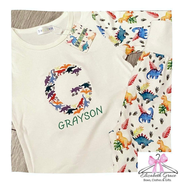 Personalised Dino Initial PJs Brights