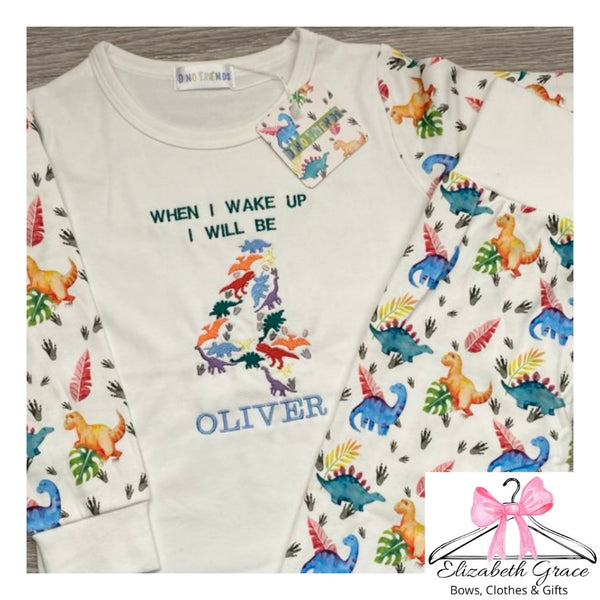 Personalised Dino Initial PJs Brights