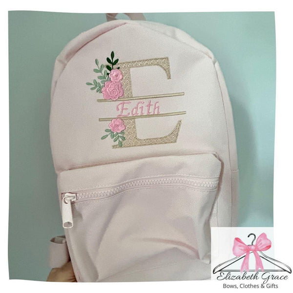 Floral Initial Personalised Backpack