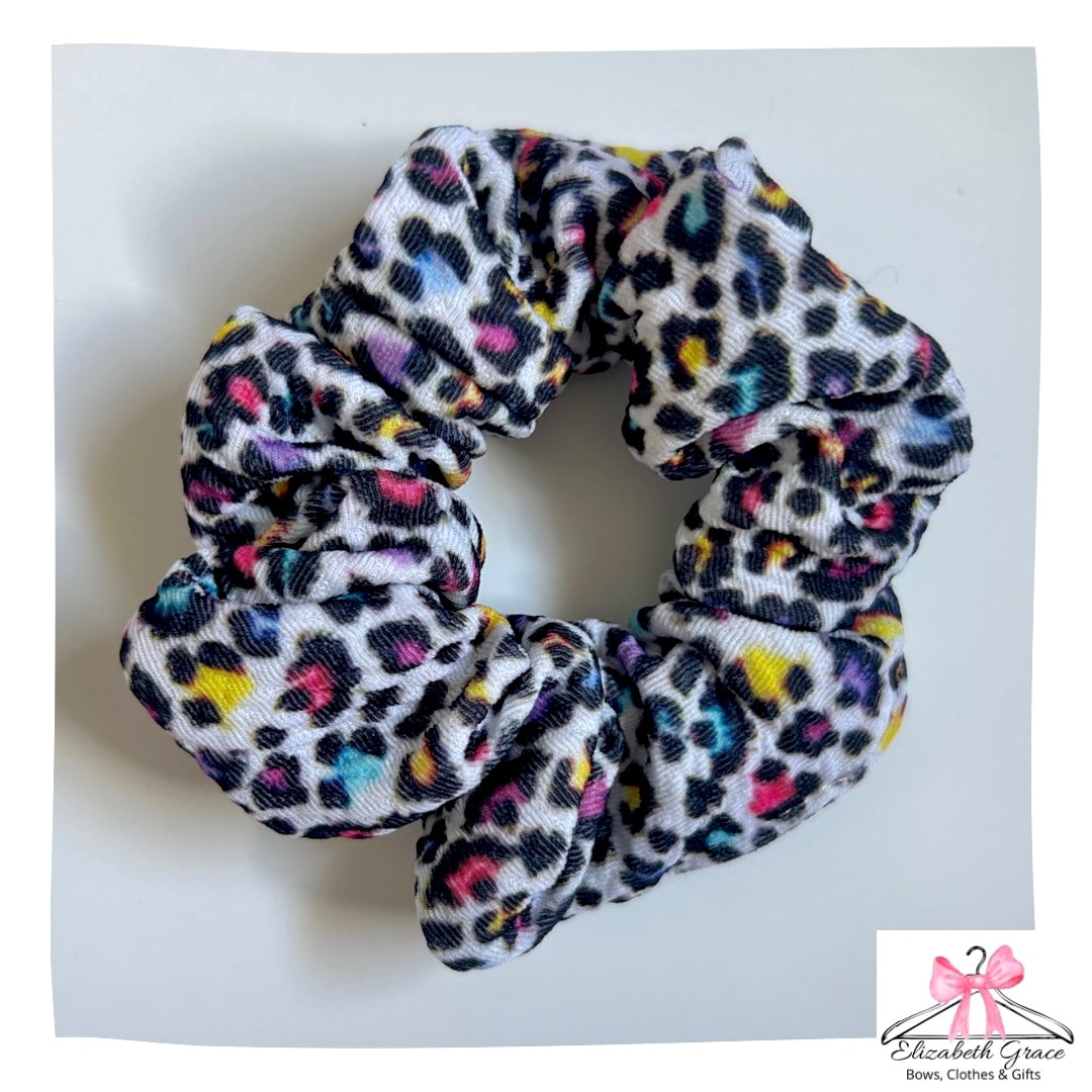 Rainbow Leopard Scrunchie