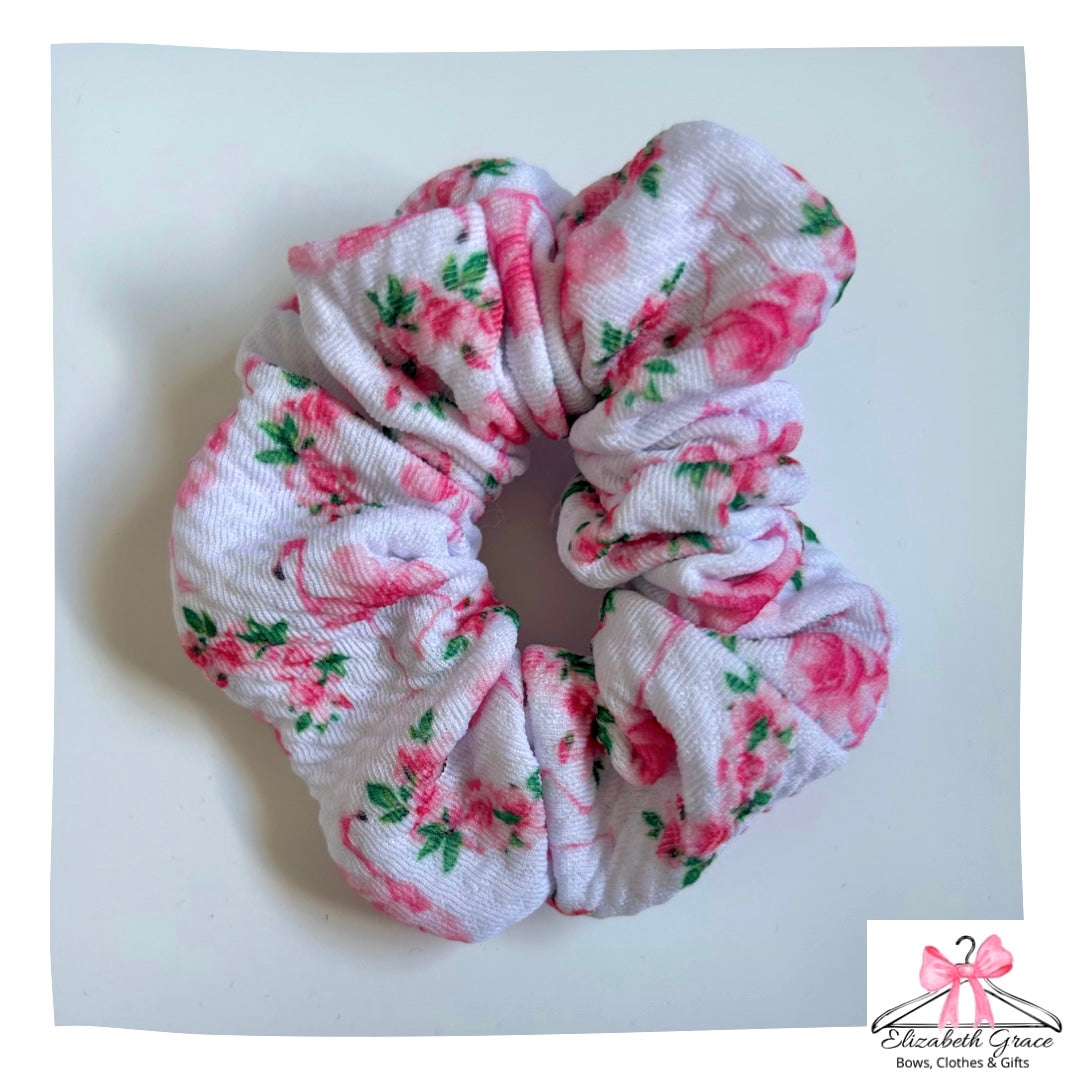 Flamingo Floral Scrunchie