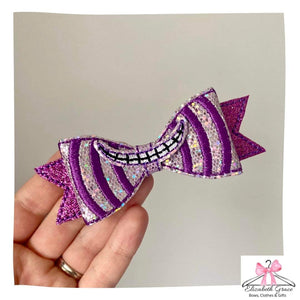 Cheshire Cat Embroidered Bow