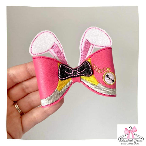 White Rabbit Embroidered Bow