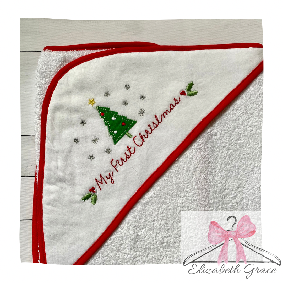 My 1st Christmas Hooded Baby Towel