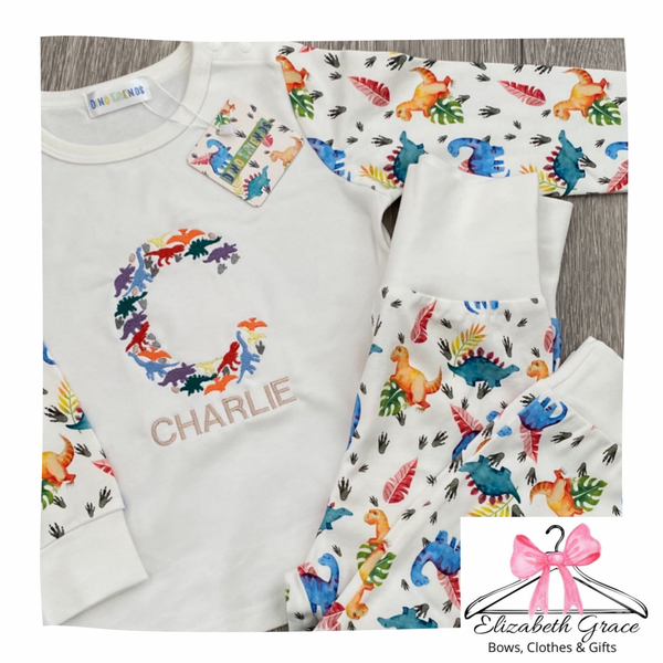 Personalised Dino Initial PJs Brights